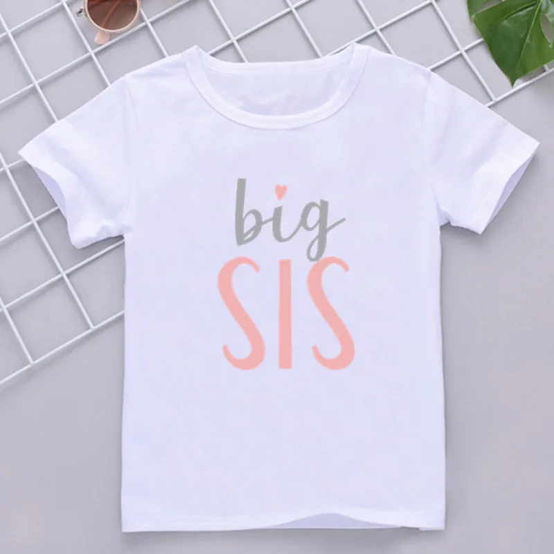 Camiseta infantil de manga curta, tops infantis, promovido à irmã mais velha, roupas estampadas com letras, moda verão, 2021