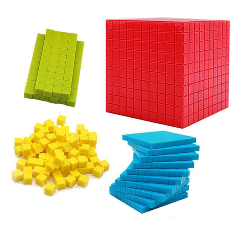 121pcs  Montessori Math Decimal Cube 4 shapes Kid\'s Preschool Educational Toys 10cm 1cm