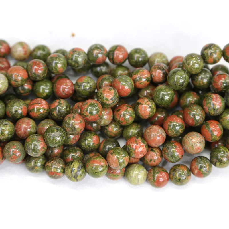 

Veemake Green Pink Unakite Natural Stones Gemstones DIY Necklace Bracelets Earrings Loose Round Beads For Jewelry Making 03453