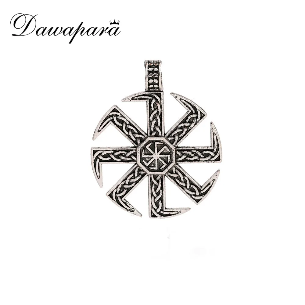 Dawapara Slavic Kolovrat Symbol Pendants Classic Ethnic Women Vintage Charms Accessories Metal Tags Jewelry