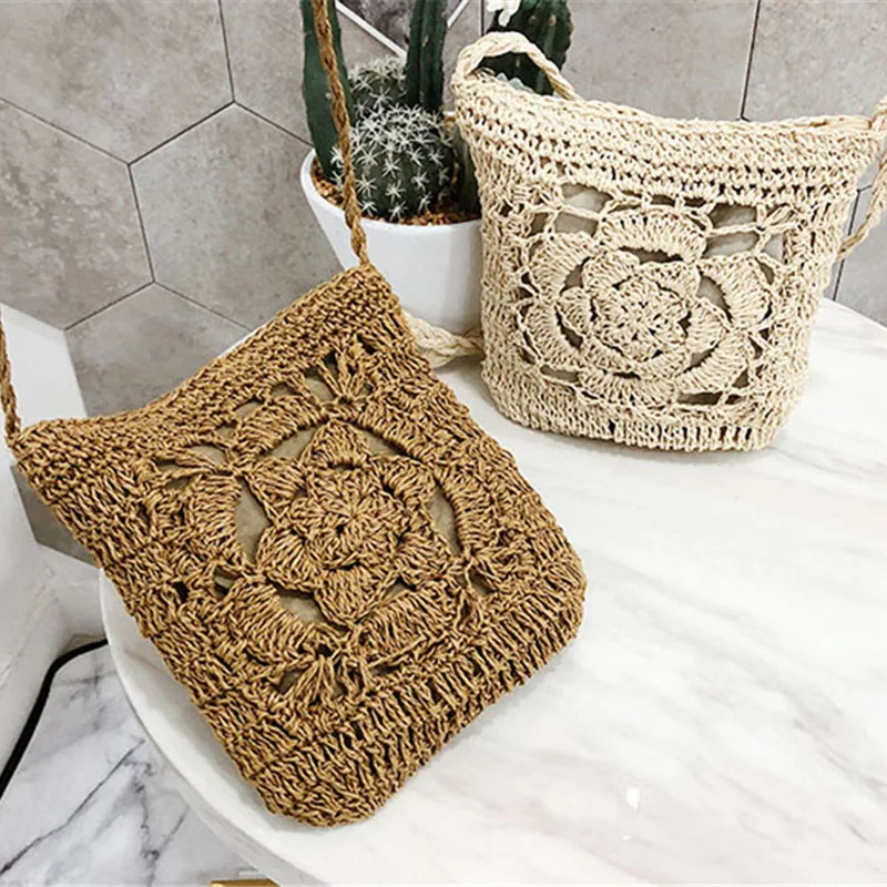 Bohemian Straw Bags Rattan Women Crossbody Bags Wicker Lady Shoulder Bag Small Purses Summer Beach Bali Bags