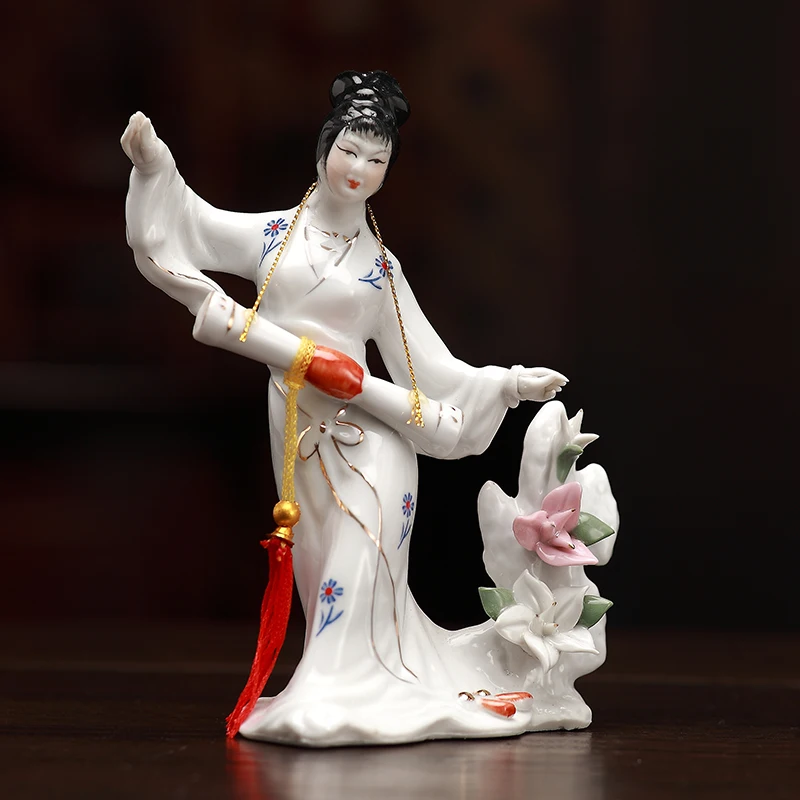 

Chinese Ancient Beauty Ladies Character Ceramic Ornaments Art Home Livingroom Figurines Crafts Coffee Table Sculpture Decoration