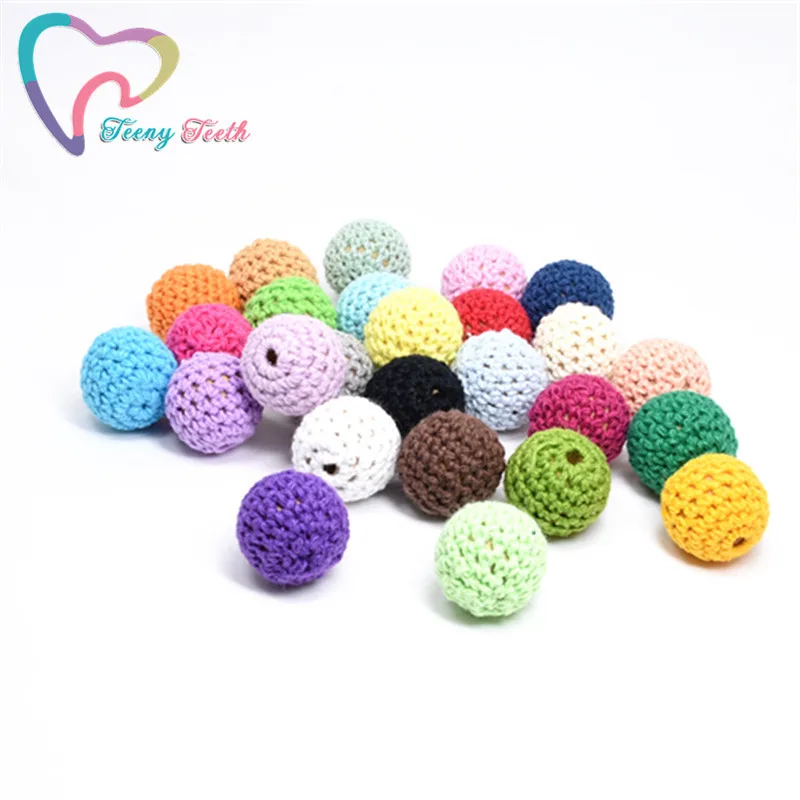 Teeny Teeth 10PCS Dia16 MM Baby Nursing Teething Crochet Beads Chewable Beads For DIY Jewelry Nursing Accessories Toy Baby Items