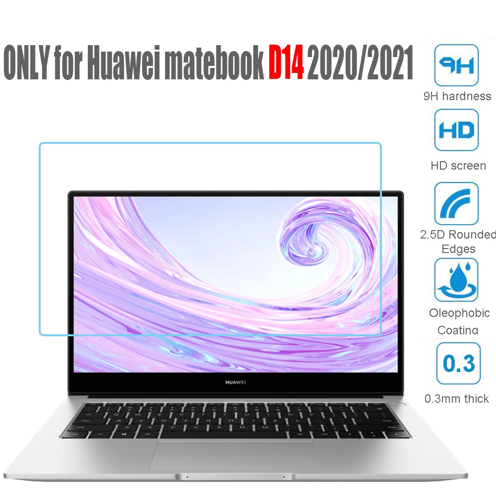 

Защитное стекло для ноутбука Huawei Matebook D14 2020 2021, Matebook D 14 0,3 мм 9H HD 2.5D, закаленное стекло