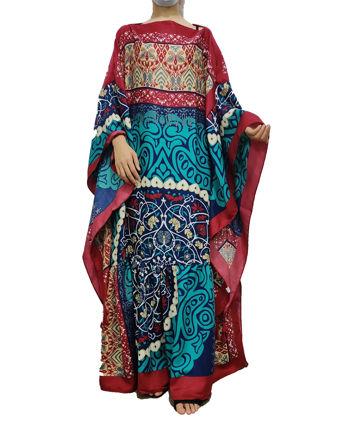 Casual Kaftan Dubai Abaya Turkey Muslim Hijab Dress Islam Abayas Dresses For Women Kuwait Batwing Sleeve Caftan Ensemble Clothin