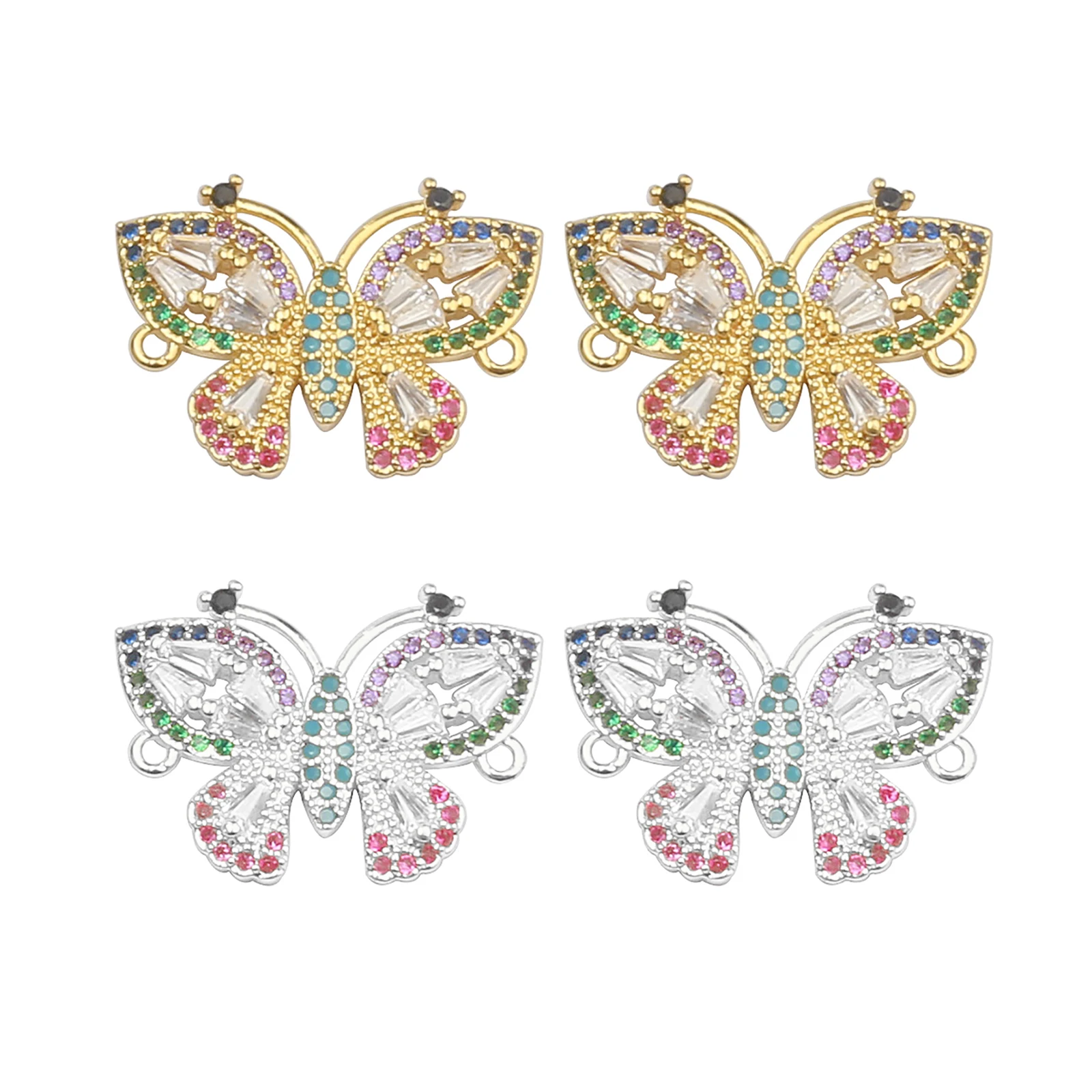

10pcs/Lot CZ Spacer Butterfly Beads Brass Micro Pave Cubic Zirconia Beads Jewelry Making Diy Charms Bracelet Wholesale CZBS32