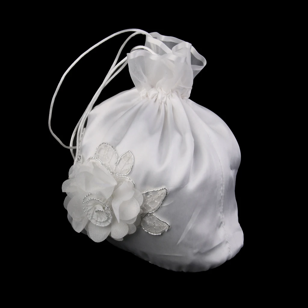 1 Piece Satin Pearl Rhinestone Wedding Bridal Dolly Bag Handbag Ivory For Wedding Day Essentials And A Lovely Gift Candy Bag