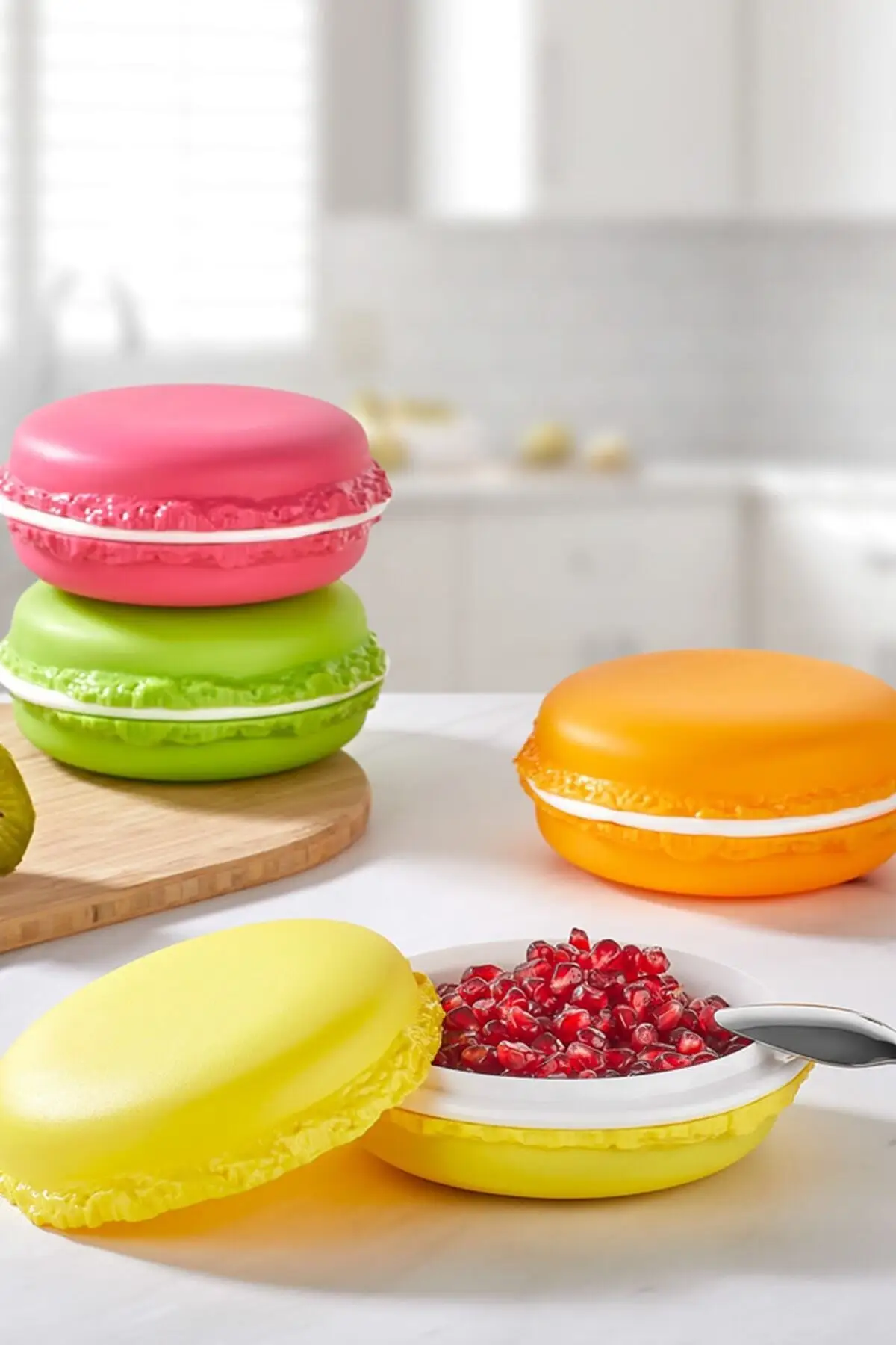 4 Pcs 4 Color Macaron Storage Container with Lids