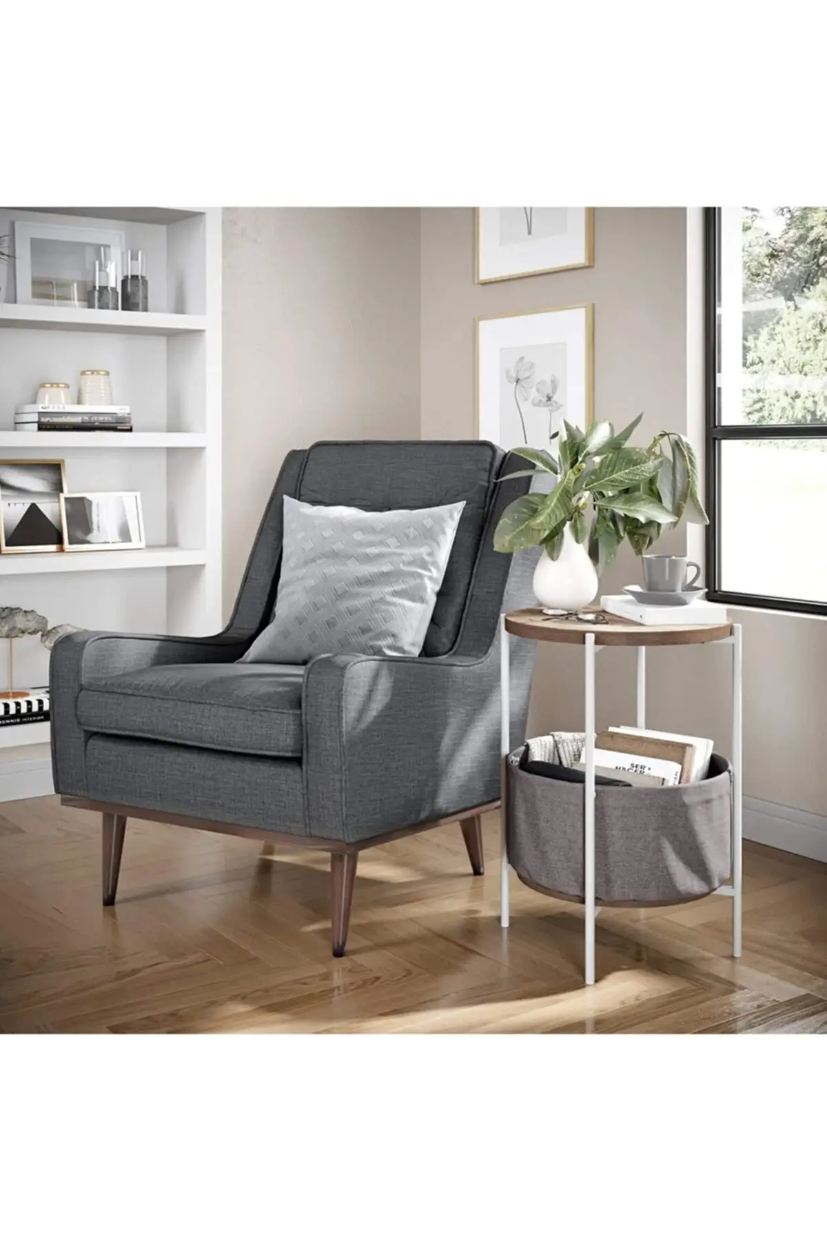 Coffee table Wide Bag Bookcase Flower Bed Metal Atlantik pine