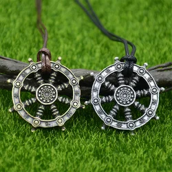 Religious Wheel Of Life Samsara Buddhist Jewelry Dharma Amulet Buddha Pendant Viking Necklace Men Women Talisman