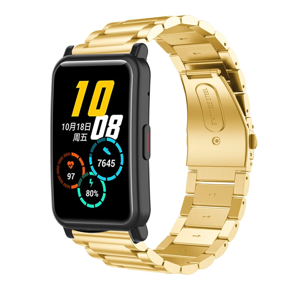 Pulseiras de relógio para huawei honor watch gs pro/honor watch es pulseira de aço inoxidável pulseira de metal com pinos acessórios