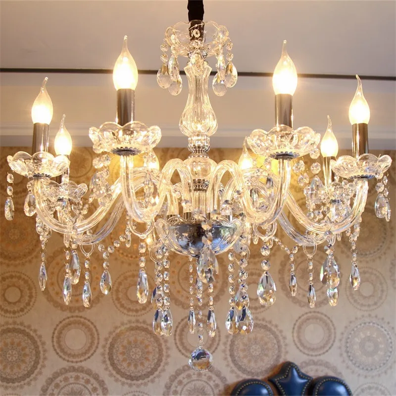 Cheap crystal chandelier home lighting lustres de cristal E14 bulb light fixtures Chandelier and Pendant Living Room Indoor Lamp