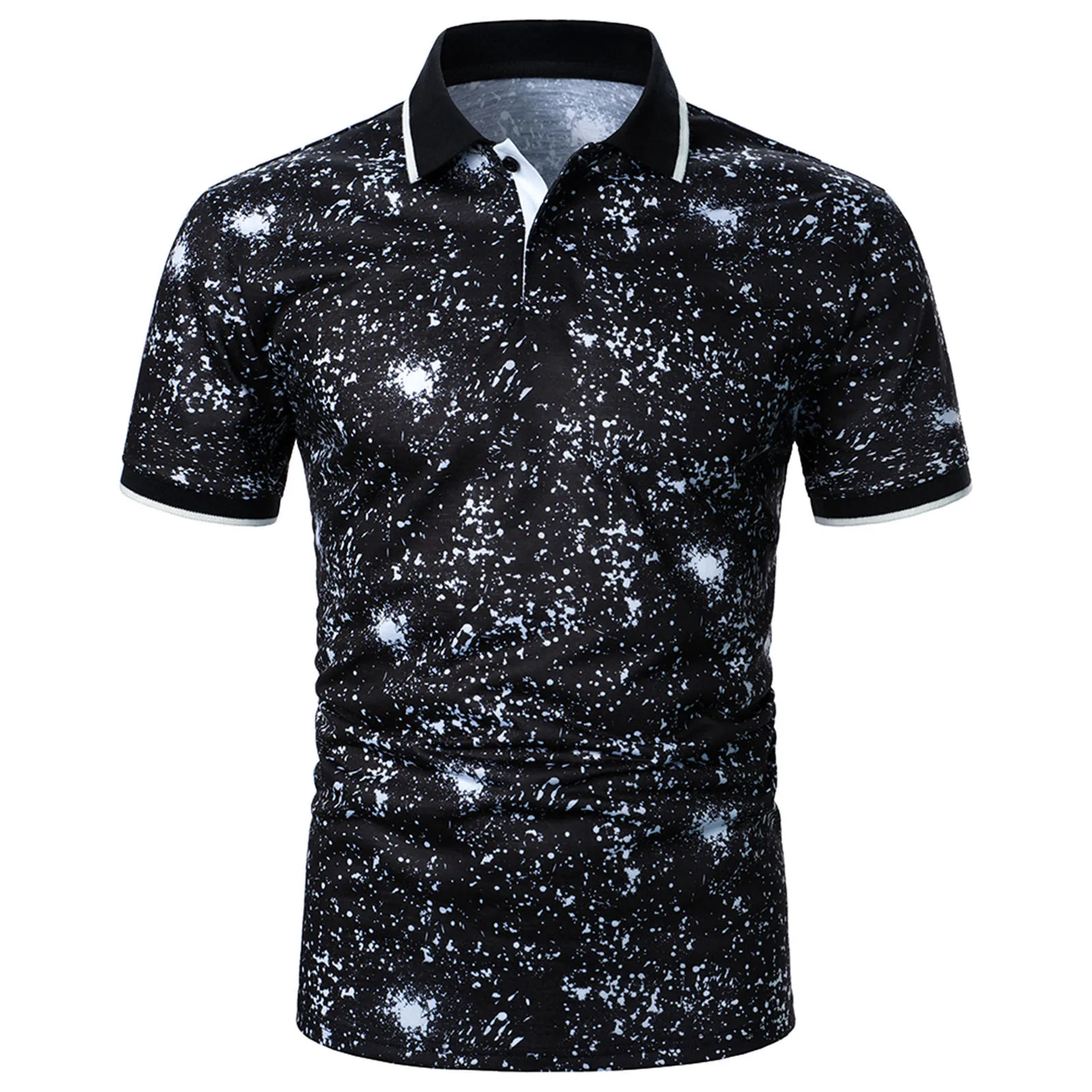 Casual Man Polo Shirt Summer Polo Men Casual Printed Button Short-sleeved Breathable Polo Shirt