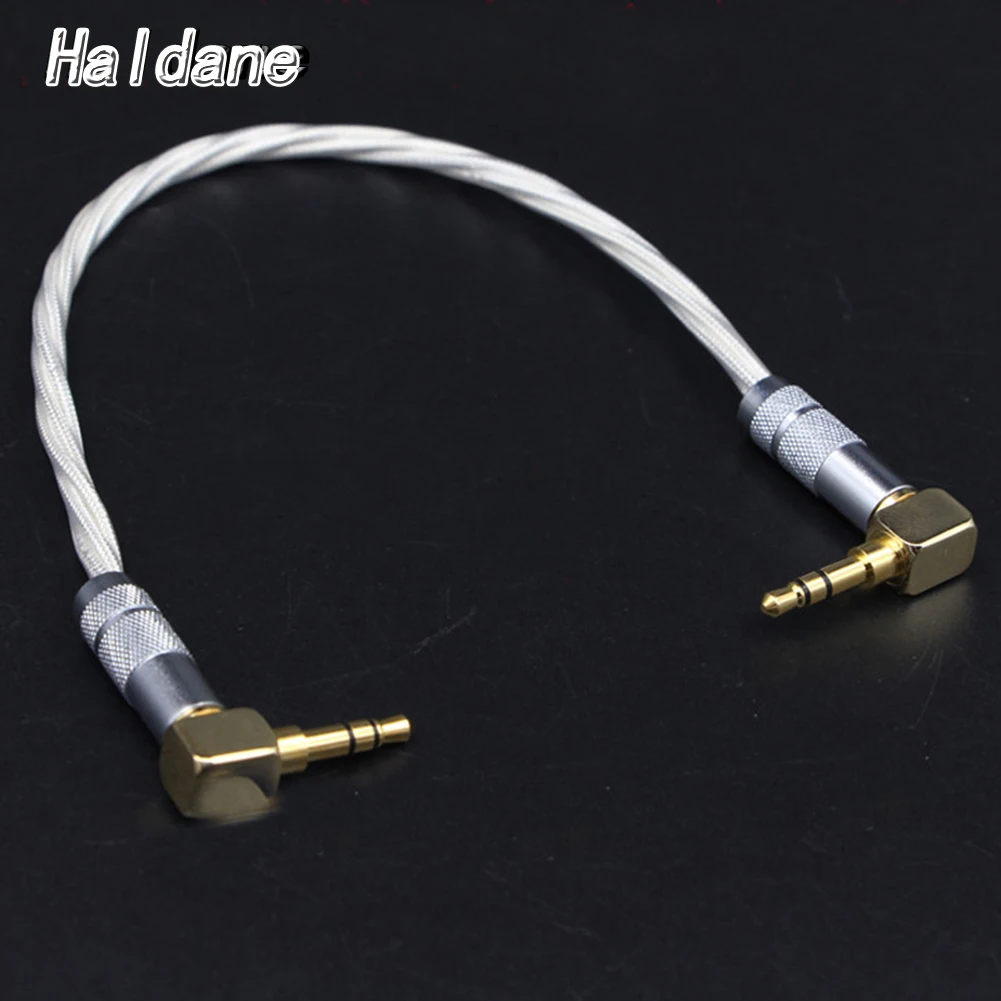 Haldane HIFI 3.5mm Male to Male Stereo AUX Cable 3.5 Right Angle Jack to Jack Adapter for Headphone Amplifier Audio Cable