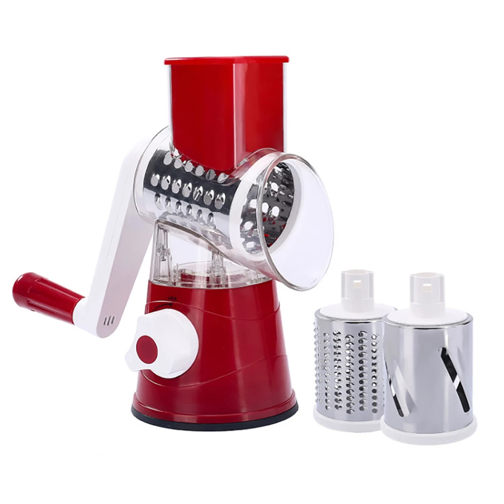 Manual Roller Cutting Machine Portable Meat Grinder with 3 Stainless Steel Blades Effort Saving Vegetable Chopper Food Cutter