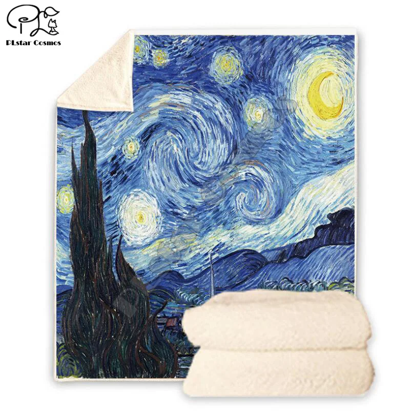 

Plstar Cosmos Van Gogh масляная живопись Забавный герой одеяло 3D печать шерпа одеяло на кровать домашний текстиль мечтательный стиль-8