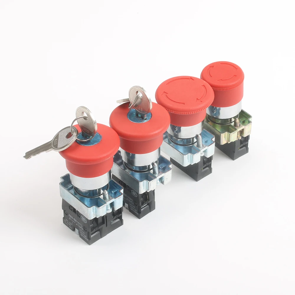 XB2-BS142 BS145 BS442 BS542 1NC/1NO1NC key emergency stop Rotary push button switch 2 position Latching/Momentary Locking/Reset