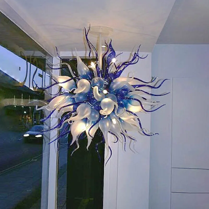 

Hand Blown Glass Chandeliers Blue Shade Hallway Handicraft Christmas Decorative Lights