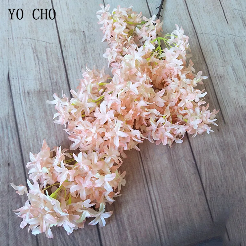 Yo cho buquê de flores artificiais de cerejeira, 108cm sakura flor de seda decoração para arco de casamento flores falsas jardim decoração para parede e cerca