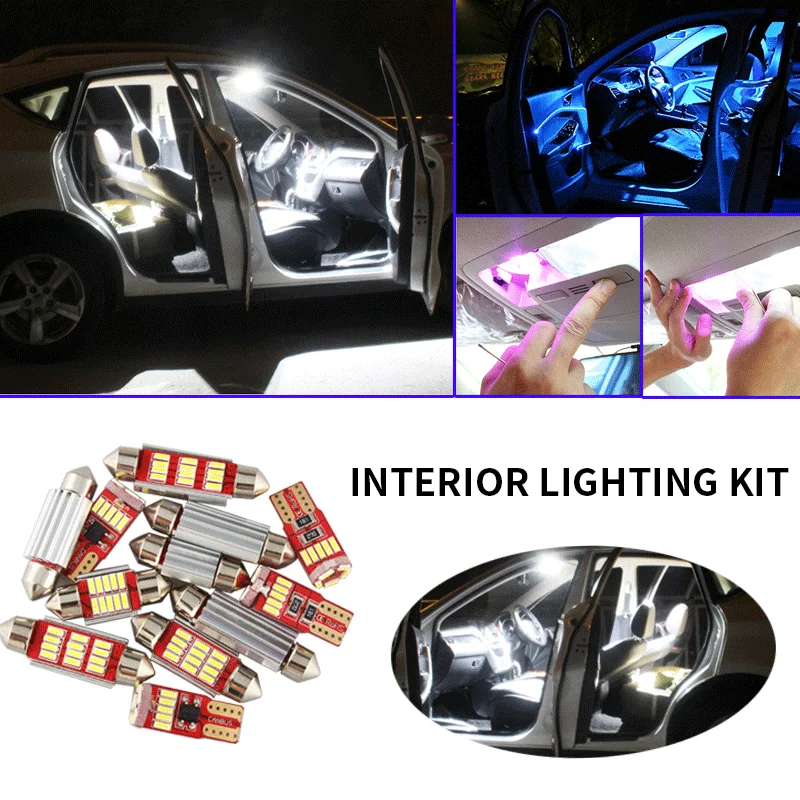 11pcs White Bulb LED Car Light Interior Kit For 2002-2006 For Jeep Liberty Outlander Map Dome Trunk Glove Box Lamp