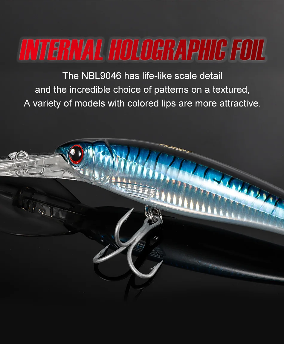 Noeby 12cm 32g Schwimmender Trolling-Minnow-Angelköder 14cm 52g 16cm 73g Sinkender Wobbler Künstlicher Köder Salzwasser-Angelköder – Detail 14