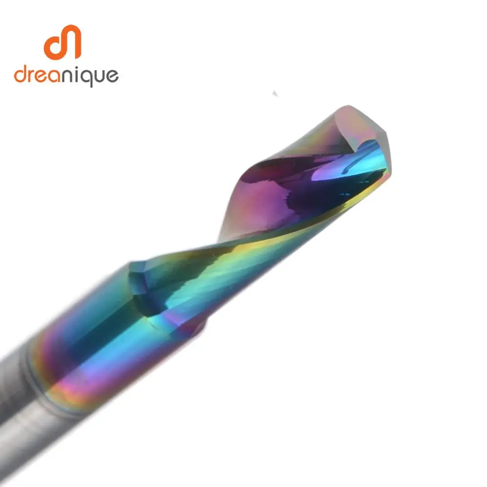 Dreanique 1pc 3.175 4 6 8mm CNC Single Flute fresa in lega di carburo di tungsteno solido, fresa per rivestimento DLC per alluminio