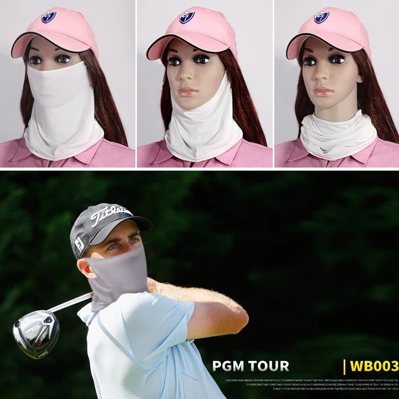 

New PGM Outdoor Golf Sunscreen Mask Men Women Ice Silk Bib UV Protection Clothing Light Blue Extended Edition (22-28CM) One Size