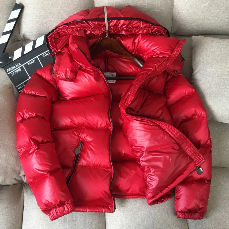 

Down Duck White 90% Jacket Winter Coat Women Thick Short Bright Hooded Korean Overcoat Women's Jackets Warm Parka KJ726 's s