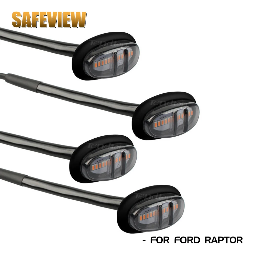 4PCS LED Grille Lights and Side Marker Lamps Decorative Lights For Ford F-150 Raptor 2017 2018 2019 Lamp ABS Plastic