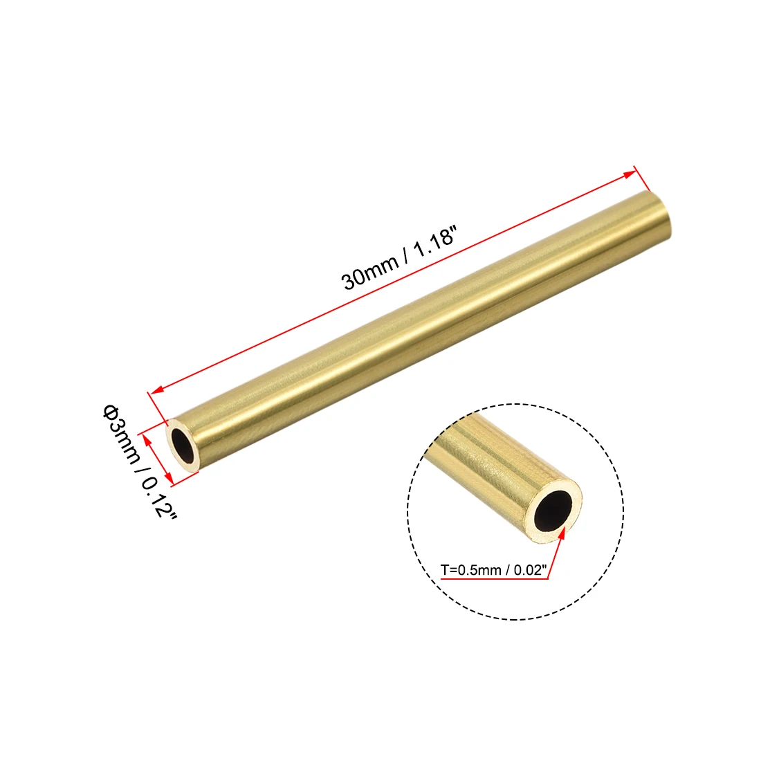 10 Stück Messing Rundrohr 2-10mm oder 0,5mm/1mm Wandstärke 30mm Länge nahtloses Rohrrohr für DIY Handwerk Makramee Wandbehang