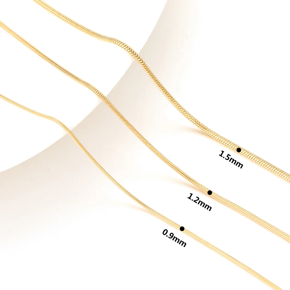 5 Stück Großhandel 0,9/1,2/1,5 mm vergoldet 18 Karat Gold Schlange Runde Kette Halskette für Männer Frauen Silber Halsketten Mode DIY Schmuck – Detail 7