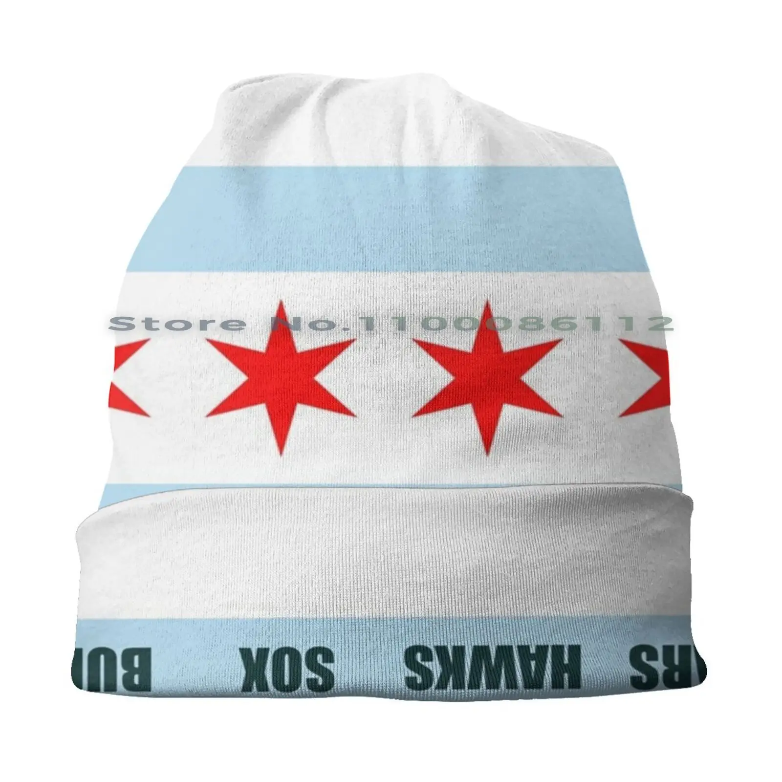 Chicago Dennehy Flag-Bears Hawks Sox Bulls Beanies Knit Hat Serengeti Dennehy Bears Hawks Sox Bulls Chicago Flag Sports Sears