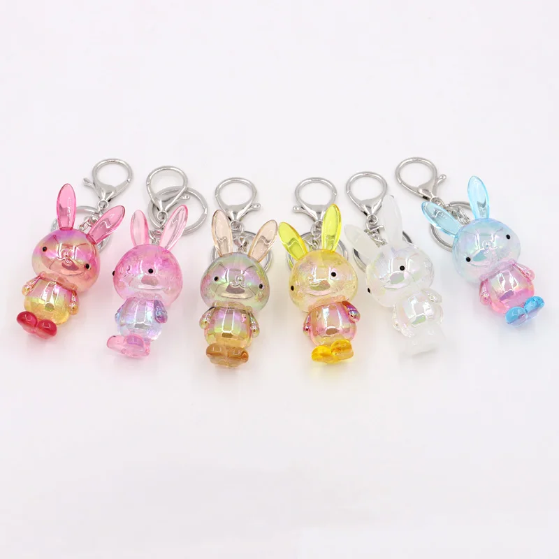 VONNOR New Cartoon Acrylic Rabbit Keychain Lovely Couple Friends Cute Gift Keychain for Women Bag Pendant Car Key Ring