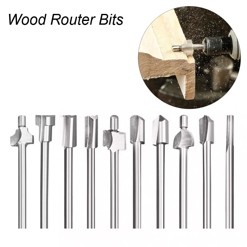 HSS Router Bits Wood Cutter Milling Fits Dremel Rotary Tool Set 1/8