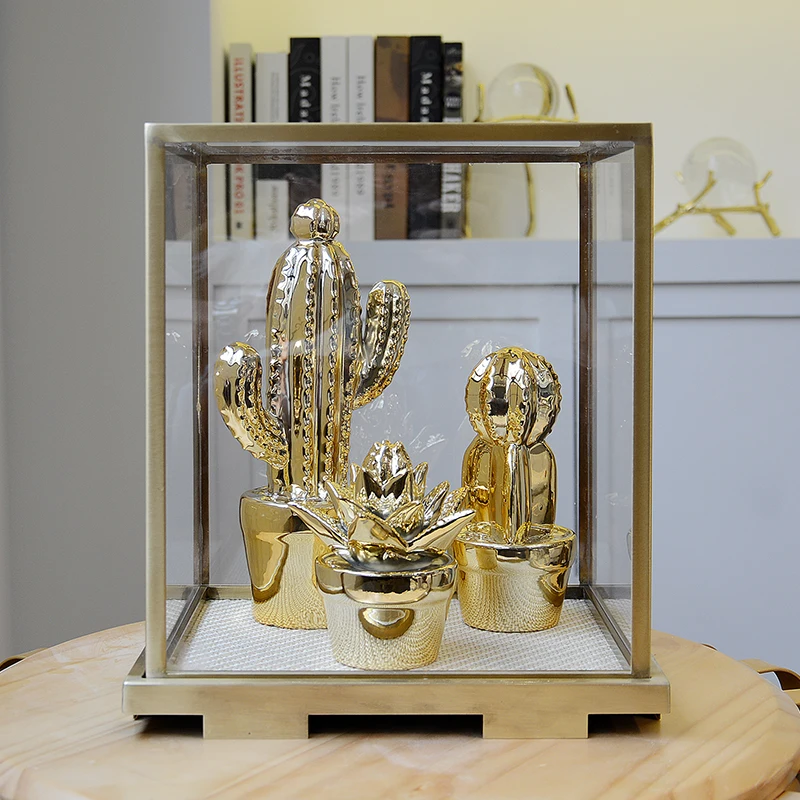 

2019 новые скандинавские украшения в виде кактуса, Керамические Золотые кактусы, декоративные золотые украшения для дома
