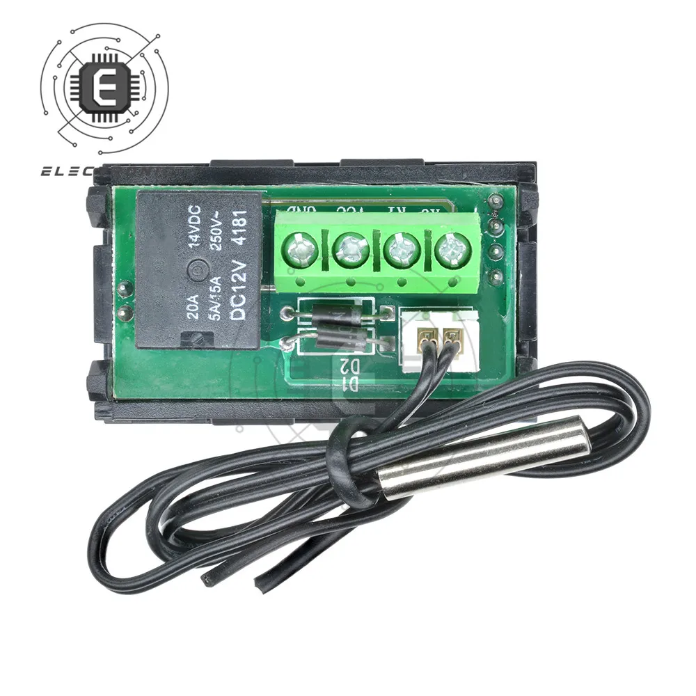 W1218 Digital Display Thermostat Temperature Controller For Incubator With Probe DC 12V Red/Blue