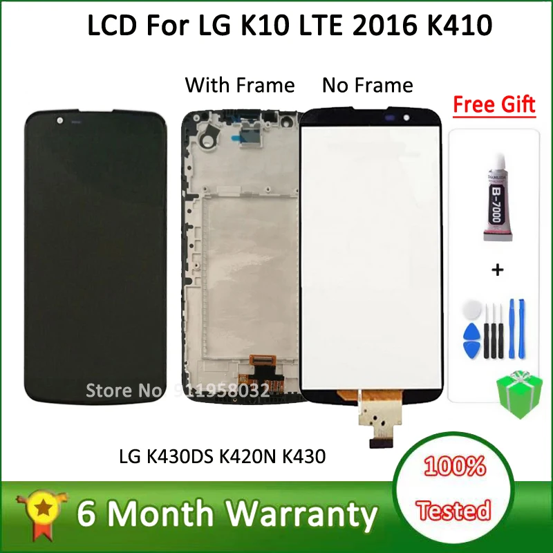 100% Tested LCD For LG K410 K10 LTE 2016 LCD Touch Screen Digitizer Assembly Replacement For LG K430DS K420N K430 Display Panel