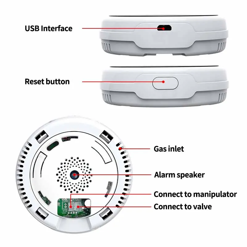 Tuya WiFi Gas Leak Alarm Detection Natural Gas Leakage Detector Probe TFT Screen Sensor Alarm For Home Cooking Kitchen Security