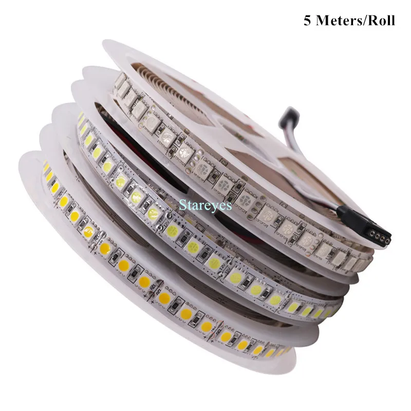 SMD5050 120 led/m 5m DC12V DC24V RGB biały CCT taśmy LED światła IP20 IP65 IP67 wodoodporna elastyczna taśma LED wstążka dekoracji wnętrz