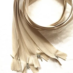 10pcs 3# beige 28cm/30cm/40cm/50cm/60cm nylon invisible soft tulle coil Chiffon zipper sewing  Silk Zippers