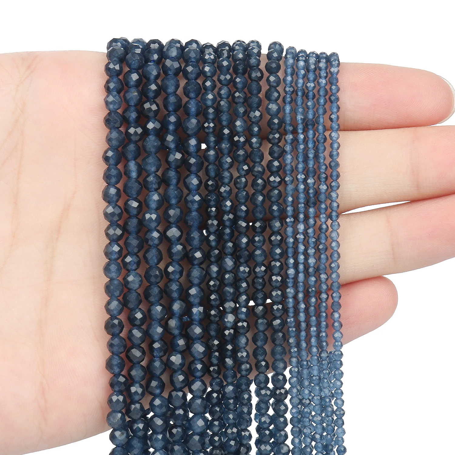 2/3/4mm Faceted Natural Sapphires Stone Beads Gems Tiny Beads Loose Beads For Jewelry Making DIY Slim Bracelet Women Gifts