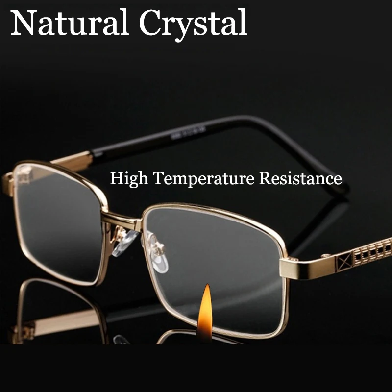 Real Glass Lens Natural Diamond Crystal Reading Glasses Men Women Unbreakable Presbyopic Glasses Anti-Scratch Diopter Eyewear