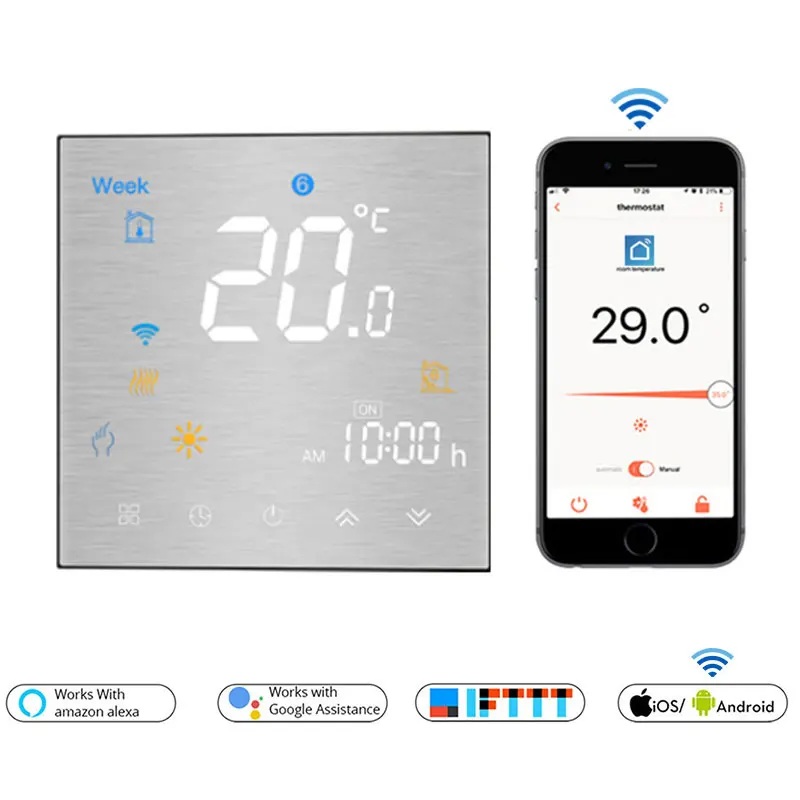 

WiFi Smart Thermostat Temperature Remote/Voice Control Controller for Water/Electric floor Heating Water/Gas Boiler Alexa Tuya