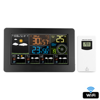 FanJu WiFi Weather Station Digital Wall Clock Alarm Outdoor Temperature Humidity Pressure Wind Direction Speed Weather Forecast