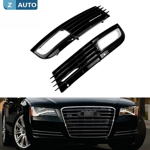 1 пара решеток противотуманной фары для Audi A8 D3 2008-2010, рамка противотуманной фары (окрашенная) передний бампер, рамка противотуманной фары, решетка под средний