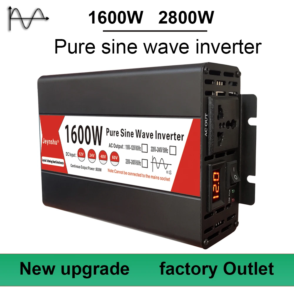 Inverter 12V 220V Pure Sine Wave 1000W 1600W 3000W DC 12V 24V 48V 60V To AC 220V Converter Car Solar Power Inverter Transformer