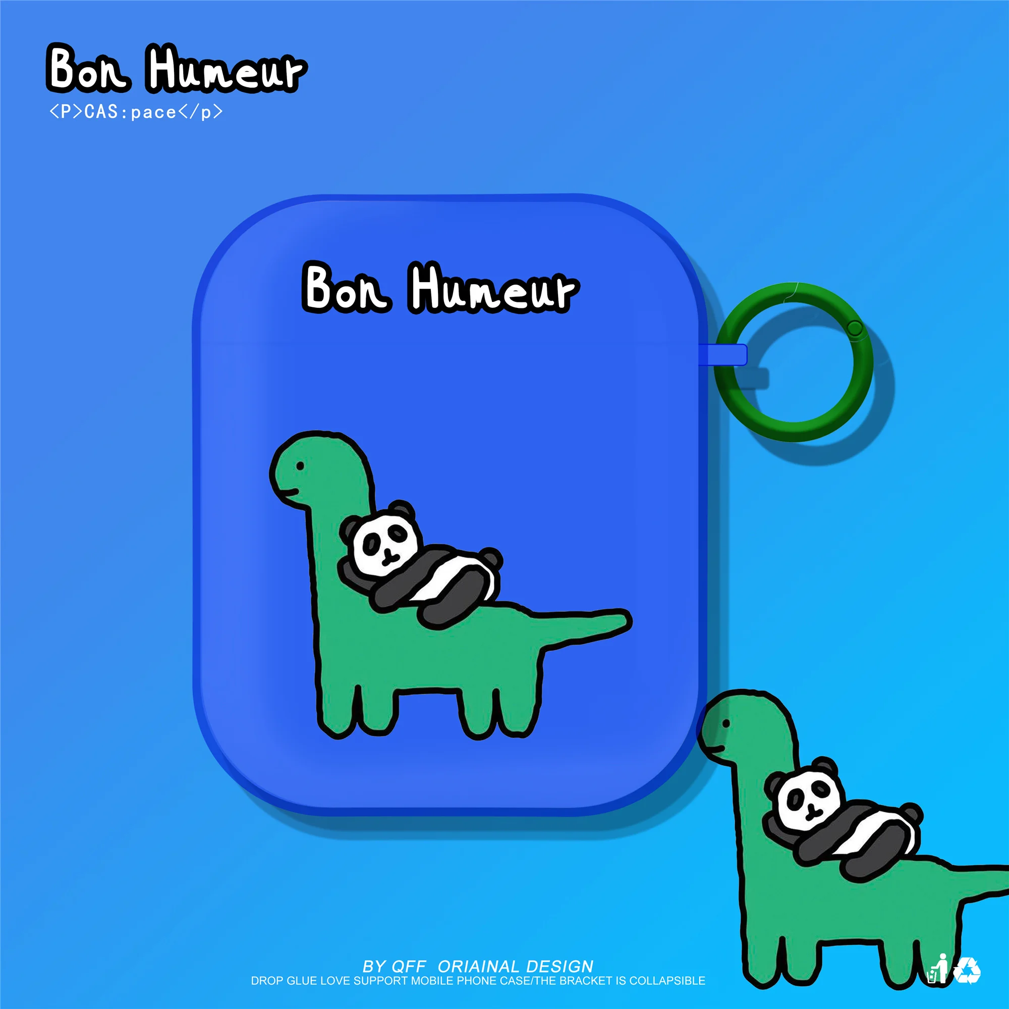 Dinosaur Panda animal Blue Fluorescence TPU custodia per auricolare bluetooth per airpods 3 pro custodie per apple airpod 1/2 cover cuffie