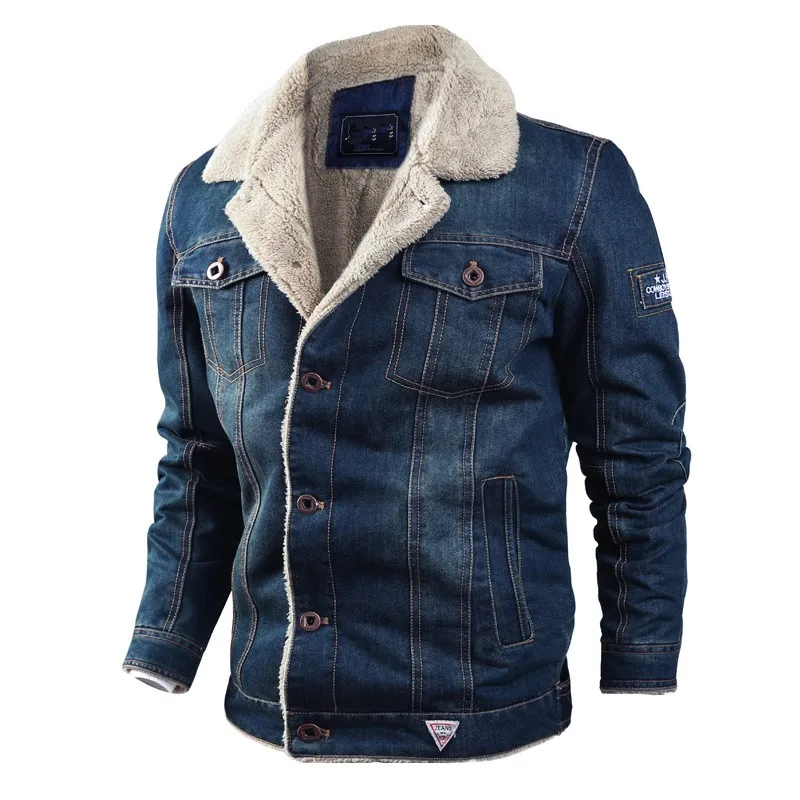 

Denim Jacket Men Winter Thick Warm Military Cowboy Jackets Plus Size 6XL Casual Fleece Retro Fur Collar Jeans Parka Coat Outwear