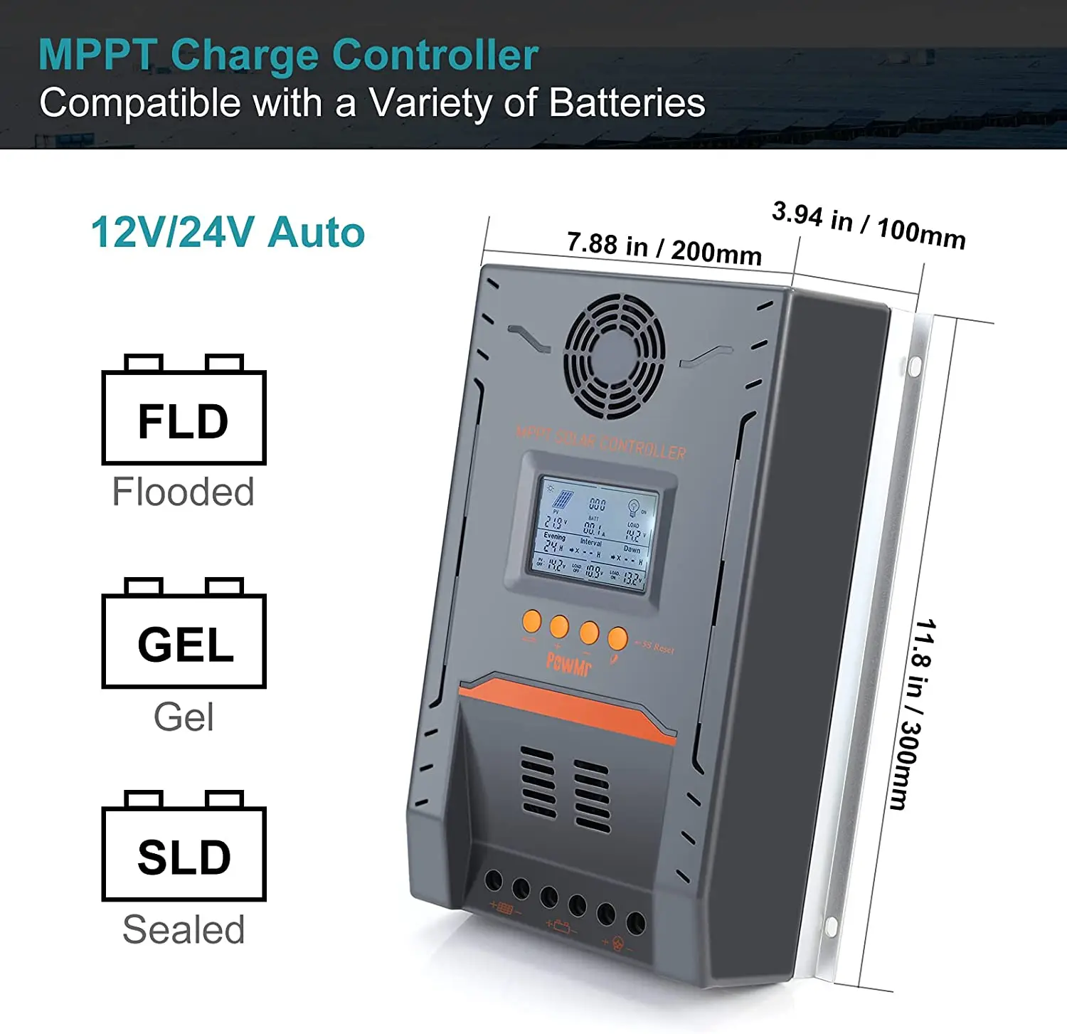 MPPT 100A Solar Charge Controller 12V 24V With Backlight LCD Solar Regulator Max 96 PV Input Dual USB Support 0 Layer Display