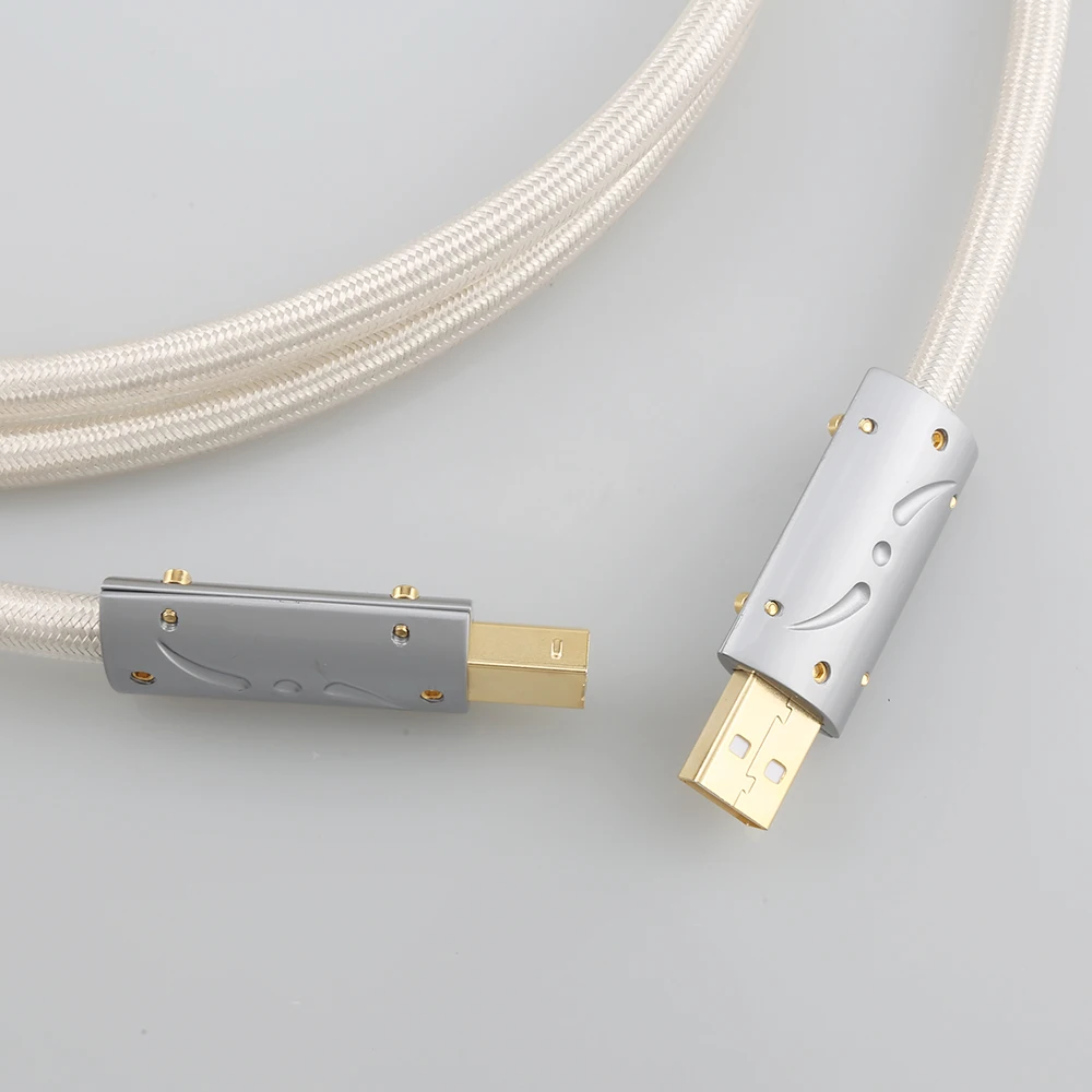 Audiocrast Hi-End A26 OCC silver plated USB audio cable data USB cable DAC USB hifi cable A-B usb cable Viborg USB Plug HIFI